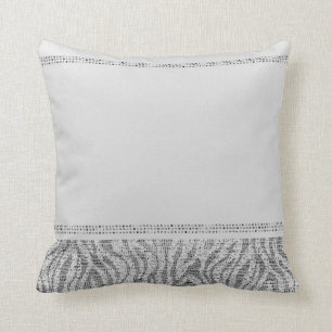 White Zebra Sparkle Sequins Glam Modern Chic Throw Pillow