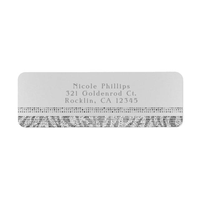 White Zebra Sparkle Sequins Glam Party Invitation (Front)
