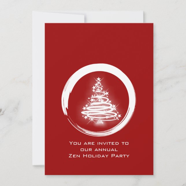 White Zen Christmas Tree Invitation (Front)