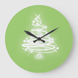 White Zen Christmas Tree Large Clock