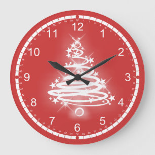 White Zen Christmas Tree Large Clock