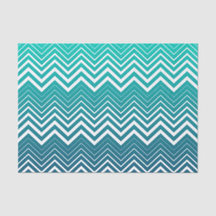 White Zigzag Chevron And Blue Green Background Tissue Paper