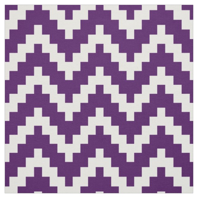 White Zigzag Ikat & Custom Purple Background Fabric (Swatch)