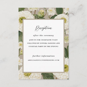White Zinnia Flower Wedding Reception Invitation