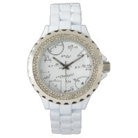 Whiteboard  Women's Rhinestone White Enamel Watch