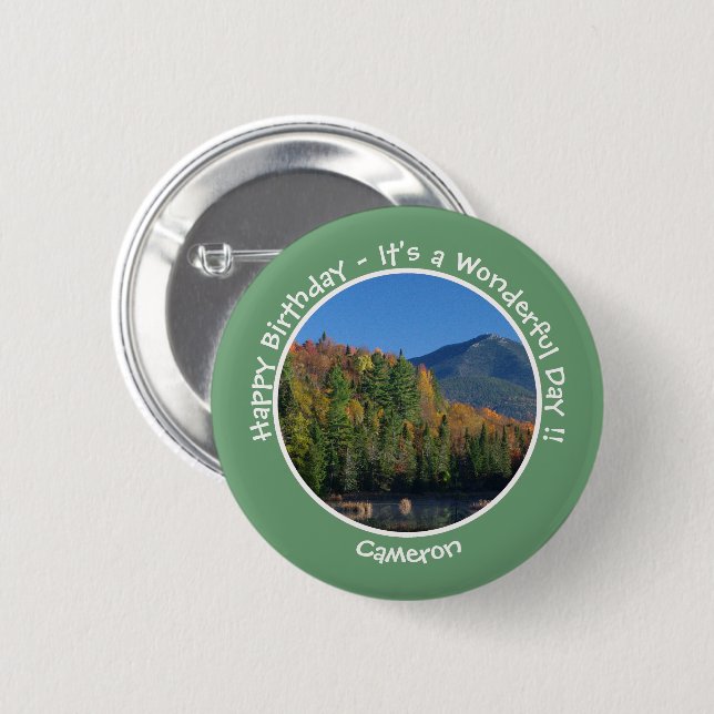 Whiteface Mountain, Adirondack Autumn Party Items 2 Inch Round Button (Front & Back)