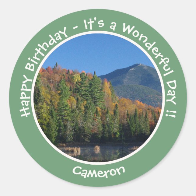 Whiteface Mountain, Adirondack Autumn Party Items Classic Round Sticker (Front)