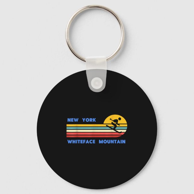Whiteface Mountain New York Skiing Skier Ski Retro Keychain (Front)