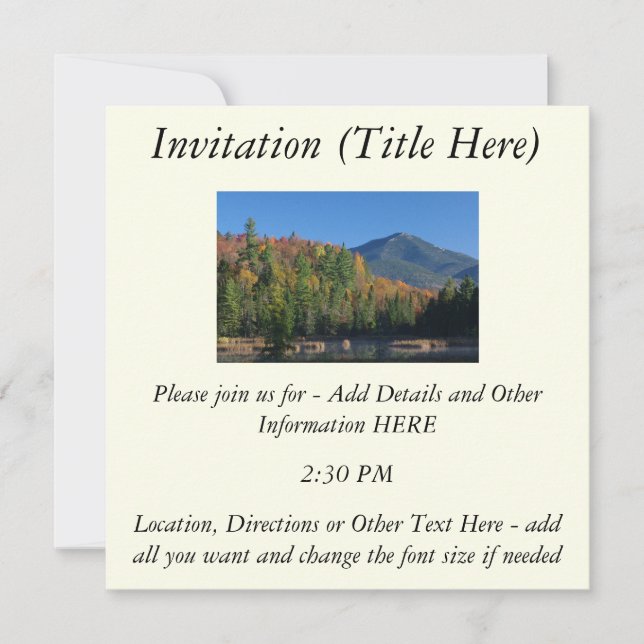 Whiteface Mountain over Little Cherrypatch Pond Invitation (Front)