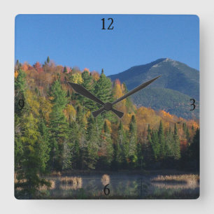 Whiteface Mountain over Little Cherrypatch Pond Square Wall Clock