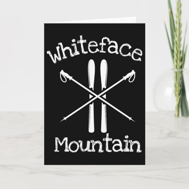 Whiteface Mountain Skiing Ski Skier Poles Rustic A Card (Front)