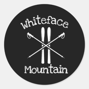 Whiteface Mountain Skiing Ski Skier Poles Rustic A Classic Round Sticker