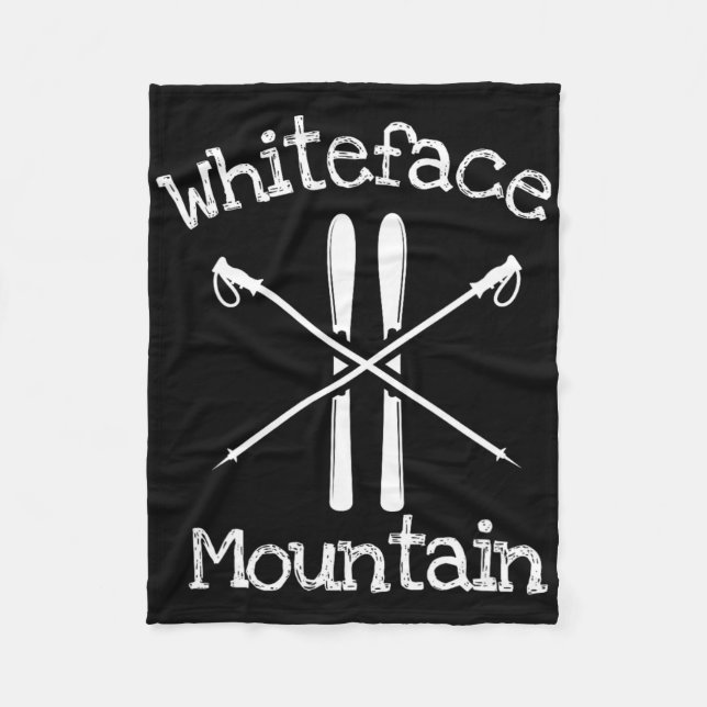 Whiteface Mountain Skiing Ski Skier Poles Rustic A Fleece Blanket (Front)