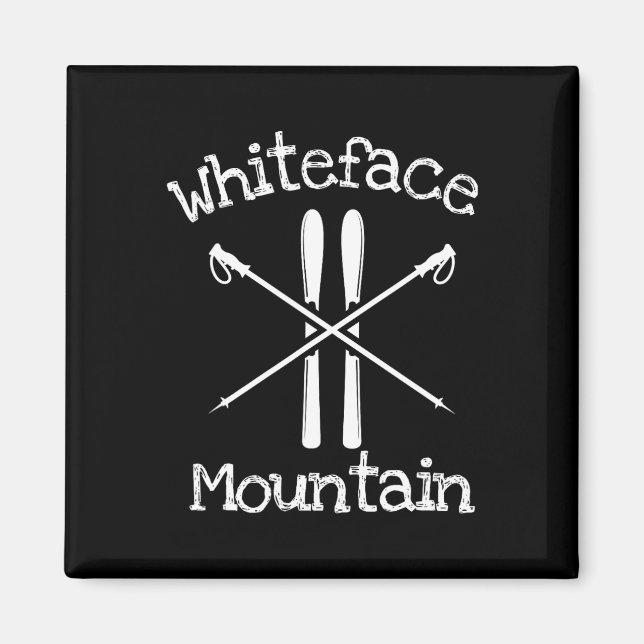 Whiteface Mountain Skiing Ski Skier Poles Rustic A Magnet (Front)