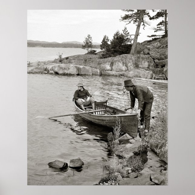 Whitefish Bay Fishing Trip, 1906. Vintage Photo Poster (Front)
