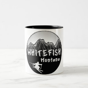 Whitefish Montana artistic skier Two-Tone Coffee Mug