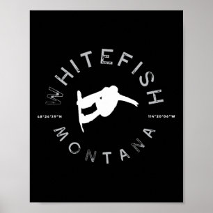 Whitefish Montana Graphic Vintage Snowboarding Poster