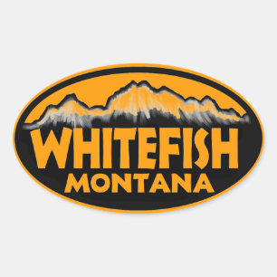 Whitefish Montana orange oval stickers