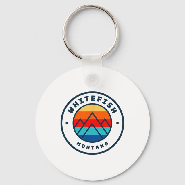 Whitefish Montana Skiing Snowboarding Family Ski T Keychain (Front)