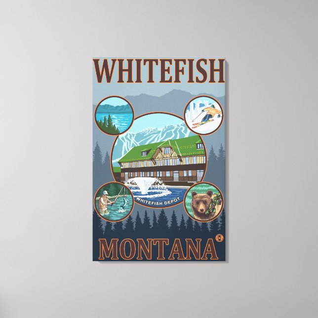 Whitefish, MontanaScenic Travel Poster Canvas Print (Front)