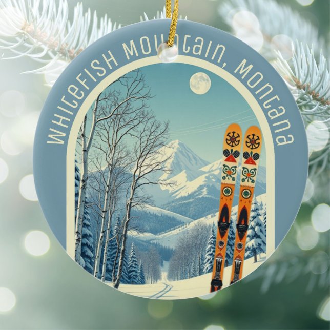 Whitefish Mountain Montana ski souvenir  Ceramic Ornament (Creator Uploaded)