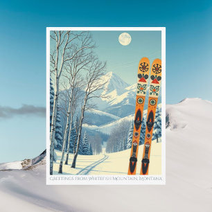 Whitefish Mountain Montana ski vacation Postcard
