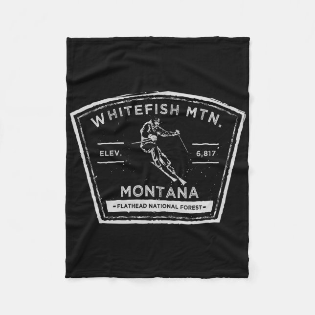 Whitefish Mountain Montana Snow Skiing  Fleece Blanket (Front)