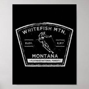 Whitefish Mountain Montana Snow Skiing Poster