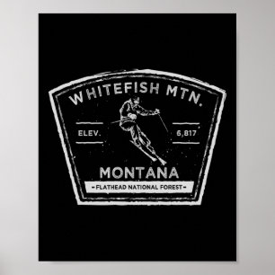 Whitefish Mountain Montana Snow Skiing  Poster