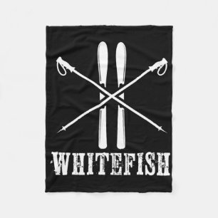 Whitefish Mountain Ski Skier Skiing Nordic Alpine Fleece Blanket
