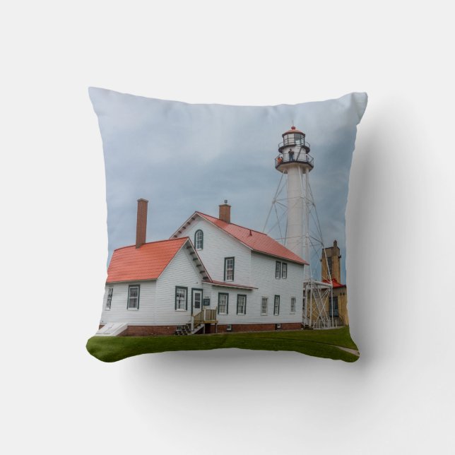Whitefish Point Lighthouse Throw Pillow (Front)