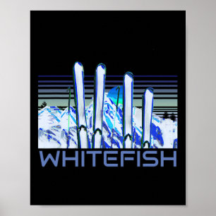 Whitefish Ski Accessories Retro Whitefish Skiing  Poster