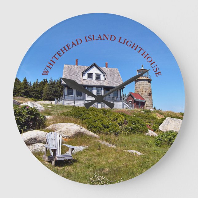 Whitehead Island Lighthouse Maine Round Clock (Front)