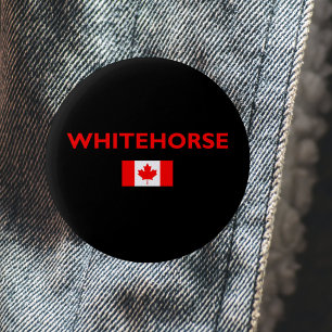 Whitehorse Canada Canadian Flag Dark Colour 2 Inch Round Button