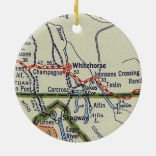 Whitehorse YT Vintage Map Ceramic Ornament