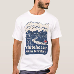 Whitehorse Yukon Canada Blue Minimalist Skyline T-Shirt