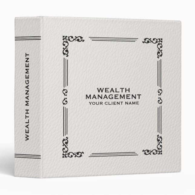 WhiteLeather Elegant Vintage Black Frame Binder (Front/Spine)