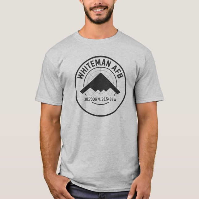 Whiteman AFB Coordinates Logo – Stealth Jet Radar  T-Shirt (Front)