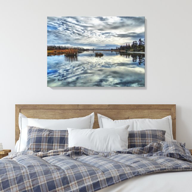 Whiteshell Autumn Reflection Stretch Canvas Print (Insitu(Bedroom))