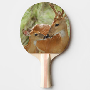 Whitetail Buck And Fawn Bonding Ping Pong Paddle