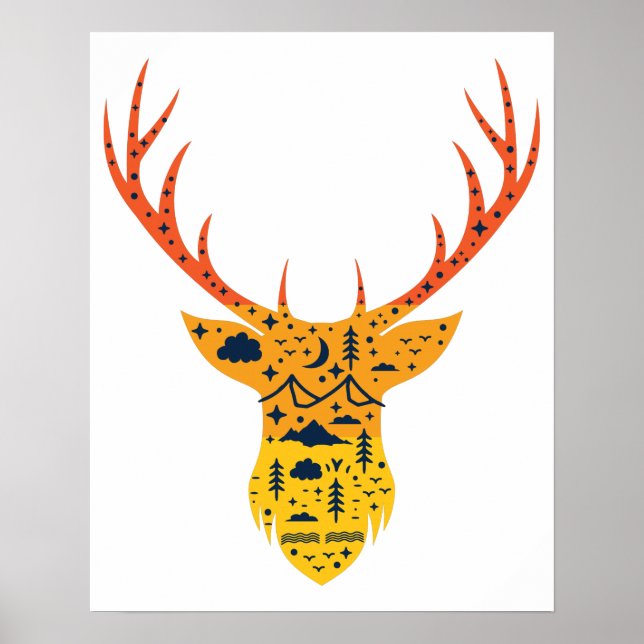 Whitetail Buck Deer Antler Head Hunting Hunter Poster (Front)