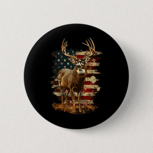 Whitetail Buck Deer Hunting 4th Of July Usa Americ 2 Inch Round Button