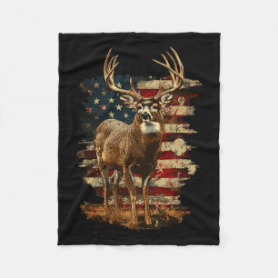 Whitetail Buck Deer Hunting 4th Of July Usa Americ Fleece Blanket