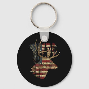 Whitetail Buck Deer Hunting 4th Of July Usa Americ Keychain