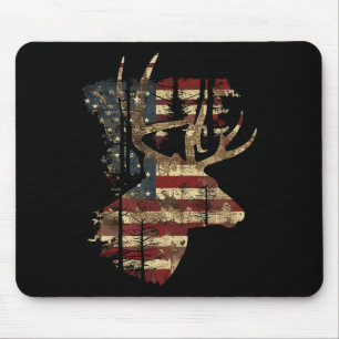 Whitetail Buck Deer Hunting 4th Of July Usa Americ Mouse Pad