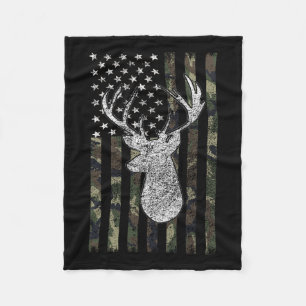 Whitetail Buck Deer Hunting American Camouflage Us Fleece Blanket