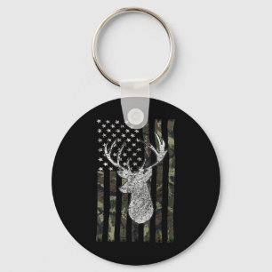 Whitetail Buck Deer Hunting American Camouflage Us Keychain