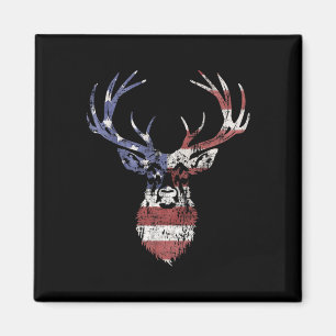 Whitetail Buck Deer Hunting American Usa Flag  Magnet