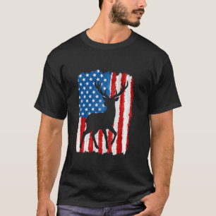 Whitetail Buck Deer Hunting Hunter American Usa Fl T-Shirt