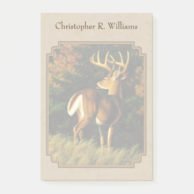 Whitetail Buck Deer Hunting Tan Post-it Notes (Front)
